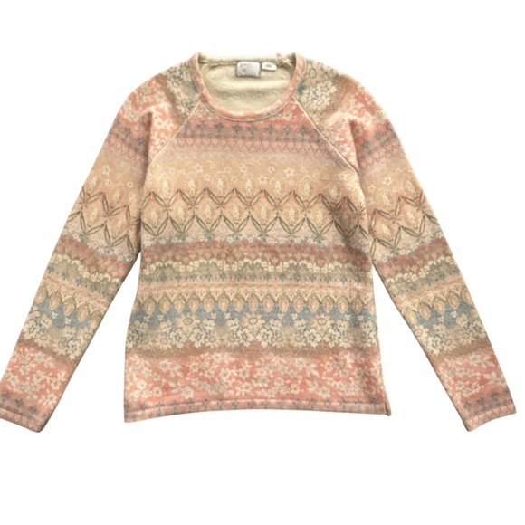 Postmark Anthropologie Floral Fair Isle Sweater Small Cottage Boho Fairy Grunge - Picture 1 of 7